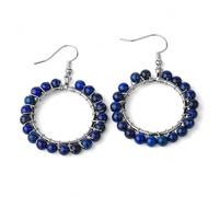 Natural Crystal Drop Earrings Reiki 4 mm Stone Bead Silver Color Wire Wrapped Circle Dangle Earring Women Charm Jewelry Wall light