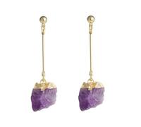 Natural Crystal Earrings Irregular Natural Stone Hook Drop Earrings Women's Long Tassel Hook Earrings Banquet Wedding Engagement