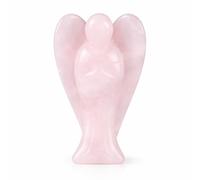 Natural Crystal Energy Chakra Healing Angel Mini Statue Handcrafted Pink Opalite Guardian Ornament for Meditation Desk Decoration