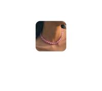 Natural Crystal Gemstone Choker Necklace, Pink Cat Eye Stone Beaded Necklace Beach Vacation Necklace Jewelry for Women, /, Stone, Zircon
