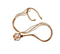 Natural Crystal Gemstone Pendant Necklace Handmade Knotted Rope Cage Adjustable Stone Necklaces Bohemia Statement Jewellery Gift for Women Men White Crystal