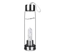 Natural Crystal Glass Water Bottle With Gemstone Center Crystal Elixir Bottle Natural Crystal Energy Point Healing Obelisk Wand Elixir Quartz Crystal Water Bottle For Healing And Wellness 550ml (Colo