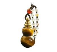 Natural Crystal Gourd Pendant Fengshui Necklace Reiki Healing Tiger Eye Stone Lucky Cord Chain for Men Women Essential Oil Diffuser Perfume Bottle Jewelry Gift