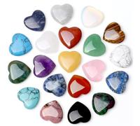 Natural Crystal Heart Stones, 20 Random Colors Polished Heart Shaped Stones for Decor Crafts Reiki, 0.8 Inch Tumbled Gemstones