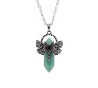 Natural Crystal Hexagonal Pointed Gemstone Necklace,Obsidian Butterfly Point Stone Pendant with Silver Chain Choker Novelty Jewelry for Women Men Aventurine
