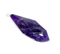 Natural Crystal Jade Sword Pendant Necklace - Dongling Amethyst & Blue Pine Stone Edging Ornament(SilverAmethyst)