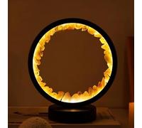 Natural Crystal Lamp, Three Light Modes, Adjustable Brightness, USB Port Power Supply (Black Round Citrine)