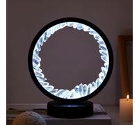 Natural Crystal Lamp, Three Light Modes, Adjustable Brightness, USB Port Power Supply (Black Round White Crystal)