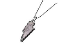 Natural Crystal Lightning Pendant Necklace,Punk Pendent with Silver Chain,Polished Gemstone Choker Gifts for Women Men Birthday Rose Quartz