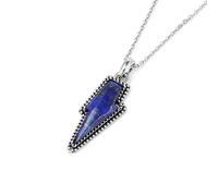 Natural Crystal Lightning Pendant Necklace,Punk Pendent with Silver Chain,Polished Gemstone Choker Gifts for Women Men Birthday Lapis Lazuli