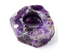 Natural Crystal Mineral Raw Stone Candle Holder Aromatherapy Ornament Home Decor 9-10cm 8 Colors Purple Pink White(Lila)