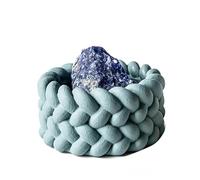 Natural Crystal Mineral Stone Aromatherapy Cup Ornament Essential Oil Diffuser Home Flameless Incense Burner(Blu)