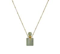 Natural Crystal Necklace Aromatherapy Bottle Pendant - Gemstone Perfume Bottle Essential Oil Diffuser Reiki Healing Jewelry Gifts for Women Men Aventurine