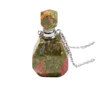 Natural Crystal Necklace Bottle Pendant - Gemstone Chain with Perfume Bottle Essential Oil Diffuser Reiki Healing Jewelry Gifts for Women Men Golden Chalice Silver Chain