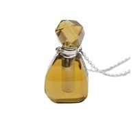 Natural Crystal Necklace Bottle Pendant - Gemstone Chain with Perfume Bottle Essential Oil Diffuser Reiki Healing Jewelry Gifts for Women Men Tea Crystal Silver Chain