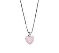 Natural Crystal Necklace for Men Women Heart Pendant Essential Oil Diffuser Perfume Bottle Chain Choker Reiki Energy Gemstone Jewelry Gifts Clear Quartz Silver