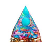 Natural Crystal Orgonite Pyramid Healing Chakra, Crystal Energy Orgone Generator Protection Stone Reiki Balancing Wealth Luck Gather, for Home Office Decor Gem Crafts