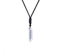 Natural Crystal Pendulum for Divination, Clear Quartz Healing Crystal Pendants, Double Pointed Crystal Wand 6 Faceted Hexagonal Pointed Dowsing Pendulum Necklace for Reiki Healing and Crystal Grid