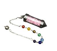 Natural Crystal Pendulum Pendant Necklace for Women Healing Crystal Pendulum for Dowsing,Scrying,Meditation, Vintage Hexagonal Reiki Gemstone Point Pendant Rose Quartz Necklace