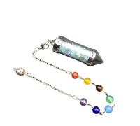 Natural Crystal Pendulum Pendant Necklace for Women Healing Crystal Pendulum for Dowsing,Scrying,Meditation, Vintage Hexagonal Reiki Gemstone Point Pendant Aquamarine Necklace