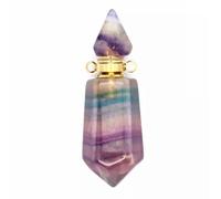 Natural Crystal Perfume Bottles Pendant Quartz Hexagon Necklace Gemstone-Colorful Fluorite