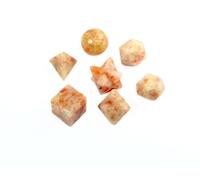 Natural Crystal Platonic Solid 7 Geometry Set - Sacred Geometry Chakra Crystals for Meditation, Reiki, Healing & Décor - Crystal Energy Shapes for Spiritual Balance (Sunstone)