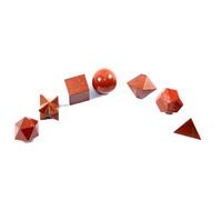Natural Crystal Platonic Solid 7 Geometry Set - Sacred Geometry Chakra Crystals for Meditation, Reiki, Healing & Décor - Crystal Energy Shapes for Spiritual Balance (Red Jasper)