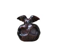 Natural Crystal Pumpkin with Bat Carving - Handcrafted Halloween Crystal Sculpture, Stone Ornament for Spooky Season Home Décor and Gift,Garnet