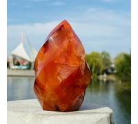Natural Crystal Red Agate Torch Carnelian Flame Quartz Carving Ornament Gemstone Crafts Mineral Free Healing Reiki Decor