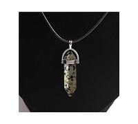 Natural crystal rough Crystal Rough Stone HexagonalColumn Necklaces Natural Crystal Pendant Stone Pendant Leather Necklace Men's and Women's Fashion Jewelry Amule Balance Gemstone Decoration (Color (