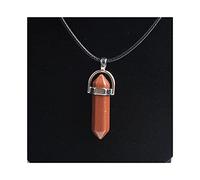 Natural crystal rough Crystal Rough Stone HexagonalColumn Necklaces Natural Crystal Pendant Stone Pendant Leather Necklace Men's and Women's Fashion Jewelry Amule Balance Gemstone Decoration (Color (