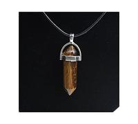 Natural crystal rough Crystal Rough Stone HexagonalColumn Necklaces Natural Crystal Pendant Stone Pendant Leather Necklace Men's and Women's Fashion Jewelry Amule Balance Gemstone Decoration (Color (