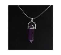 Natural crystal rough Crystal Rough Stone HexagonalColumn Necklaces Natural Crystal Pendant Stone Pendant Leather Necklace Men's and Women's Fashion Jewelry Amule Balance Gemstone Decoration (Color (