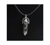Natural crystal rough Crystal Rough Stone HexagonalColumn Necklaces Natural Crystal Pendant Stone Pendant Leather Necklace Men's and Women's Fashion Jewelry Amule Balance Gemstone Decoration (Color (