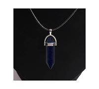 Natural crystal rough Crystal Rough Stone HexagonalColumn Necklaces Natural Crystal Pendant Stone Pendant Leather Necklace Men's and Women's Fashion Jewelry Amule Balance Gemstone Decoration (Color (