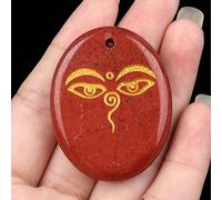 Natural Crystal Semi-Precious Stone Engraved Palm Pendant Buddha Meditation Eye All Seeing Eyes, 35*45MM, Natural Crystal, Amethyst