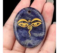 Natural Crystal Semi-Precious Stone Engraved Palm Pendant Buddha Meditation Eye All Seeing Eyes, 35*45MM, Natural Crystal, Amethyst