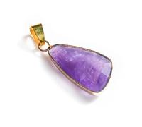 Natural Crystal Semi-Precious Stone Pendant Necklace - Amethyst, Rose Quartz, Lapis Lazuli Water Drop Triangle Shaped Jewelry