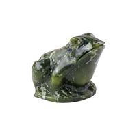 Natural Crystal Serpentine Jade Frog Figurine, Handcrafted Stone Sculpture for Home Decor and Good Luck