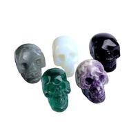 Natural Crystal Skull Carved from Tiger Eye, Amethyst, Black Obsidian, Green Aventurine, and More(Dragon blood stone)