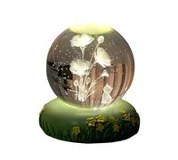 Natural Crystal Sphere Ball, K9 Crystal Ball with 3D Cat and Lily of The Valley Figurine Multicolor LED Base Multiple Sizes(A,60mm)