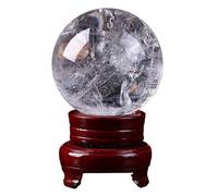 Natural Crystal Sphere Ball, Natural Quartz Crystal Ball for Scrying Healing Feng Shui Decor Multiple Sizes(A,110mm)
