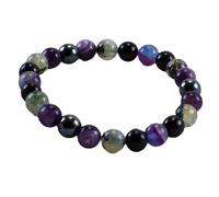 Natural Crystal Stone Handmade Stretch Elastic String Jewelry For Men Women Daily Wear Gemstone Beads (Purple, length-19cm)