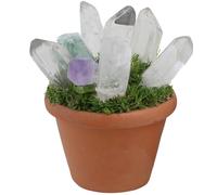Natural Crystal Stone Mini Imitation Bonsai Decoration, Handmade Tabletop Planter Crystal Art Ornament, Clear Quartz, Amethyst, Chalcopyrite, Desert Rose Stone, Home décor (Polycrystalline)