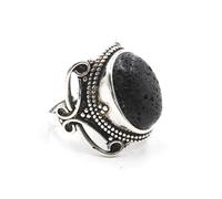 Natural crystal stone oval interface ring retro creative hand jewelry volcanic stone red stone opening adjustable unisex autumn jewelry - 1 piece Volcanic stone One Size
