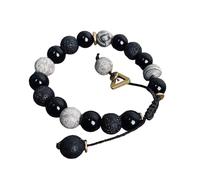 Natural Crystal Stones Black Obsidian Lava Rock Stone Yin Yang Strength Bracelet