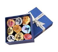 Natural Crystal Stones - Raw Agate Meditation Gem, Irregular Earth Toned Textured Rock, 9 Piece Set + 3cm Individual Stones, Authentic Agate Mineral Geological Grade - for Desks & Workplaces