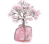 Natural Crystal Tumbled Stones Tree Of Life Ornament, Reiki Healing Money Tree Feng Shui Gemstone Decor (rose Quartz)