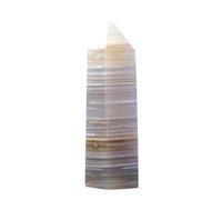 Natural Crystal Wand - Single Point Striped Agate Pillar, Polished Hexagonal Prism Stone, Positive Tower | Aesthetic Ornament for Bedroom Meditation