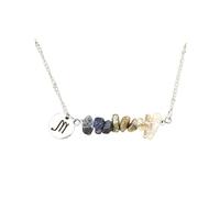 Natural Crystal Zodiac Sign Pendant Necklace For Women Men12 Horoscope Constellation Lariat Necklace Gemstone Jewelry For Birthday Gift Scorpio